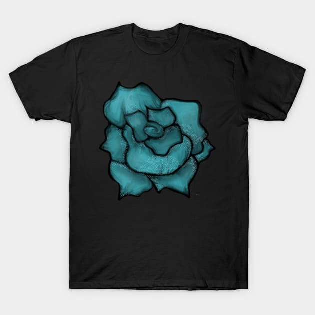 Blue Pearl Rose T-Shirt by designsbyjuliee